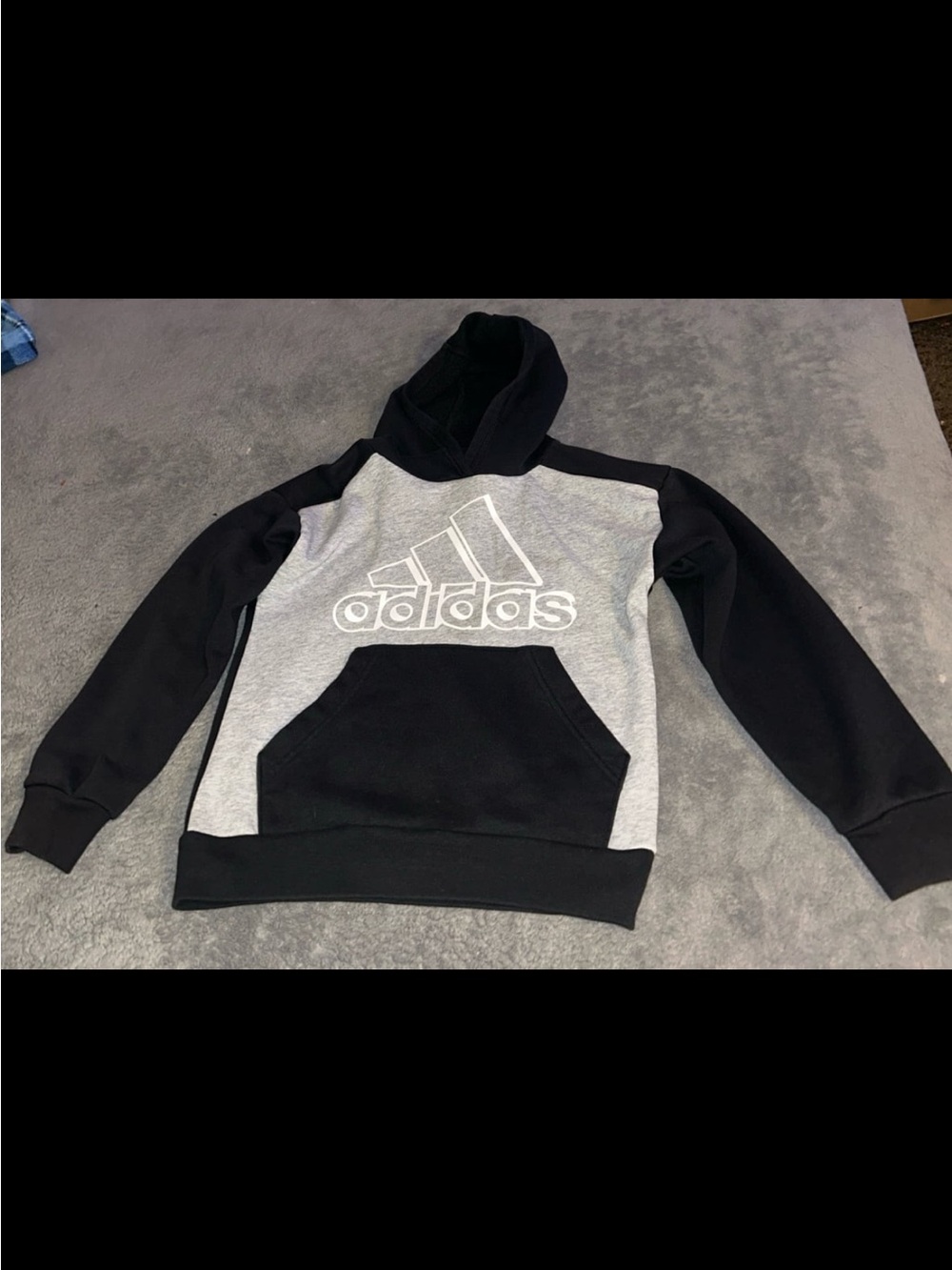 adidas Two-Tone Gray and Black Pullover Hoodie with Logo